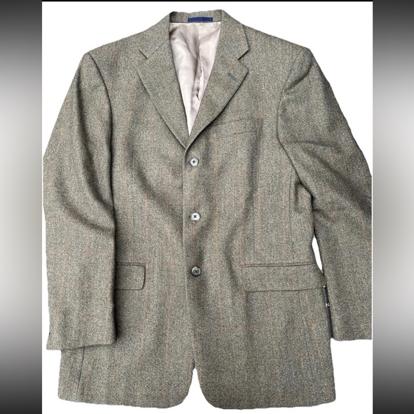 Burberry Other - Burberry Men’s Blazer Green With Yellow Stripes 3 Buttons Size 38R